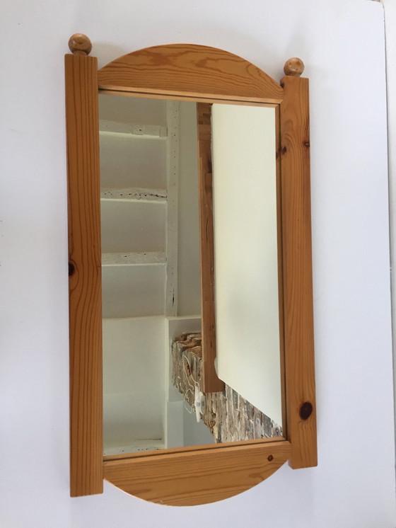 Image 1 of Large 70s/80s Solid Wood Mirror