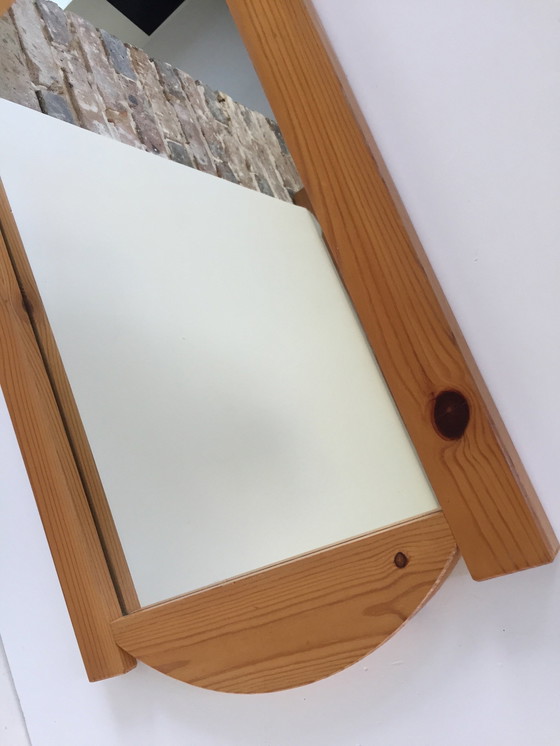 Image 1 of Large 70s/80s Solid Wood Mirror