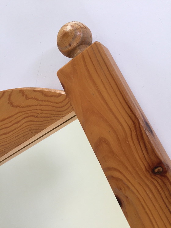 Image 1 of Large 70s/80s Solid Wood Mirror