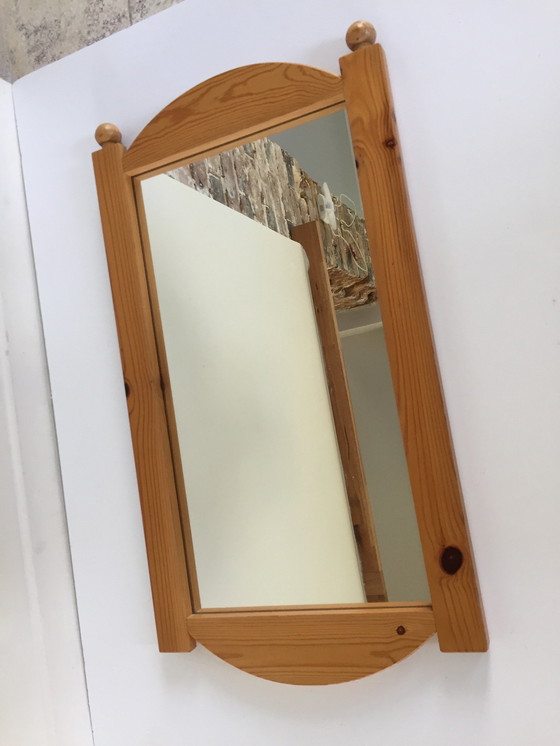 Image 1 of Large 70s/80s Solid Wood Mirror