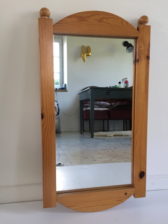 Image 1 of Large 70s/80s Solid Wood Mirror