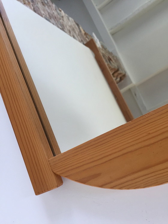 Image 1 of Large 70s/80s Solid Wood Mirror