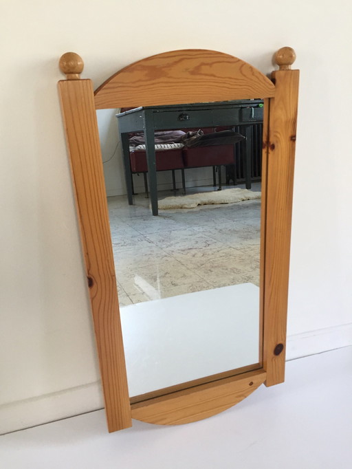 Large 70s/80s Solid Wood Mirror