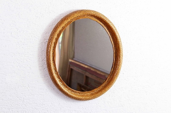 Image 1 of Woven wicker mirror 1970