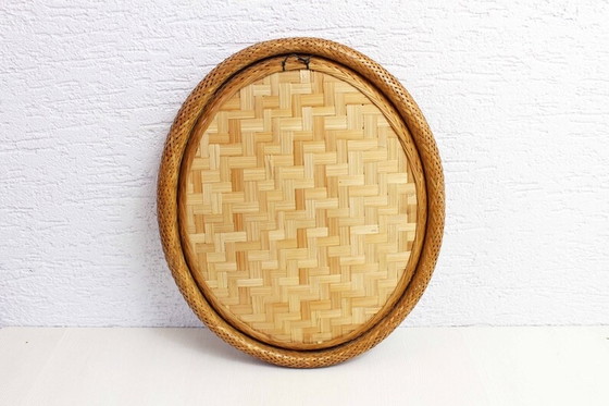 Image 1 of Woven wicker mirror 1970