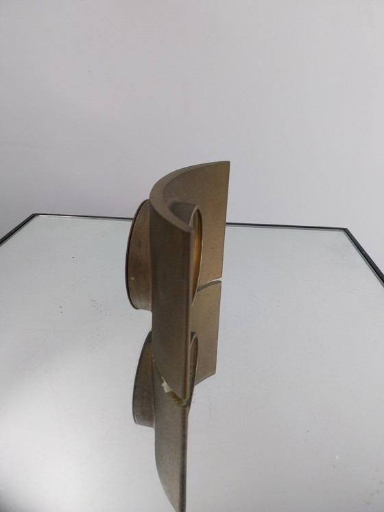 Image 1 of Sand-cast bronze table clock by Paul Schudel