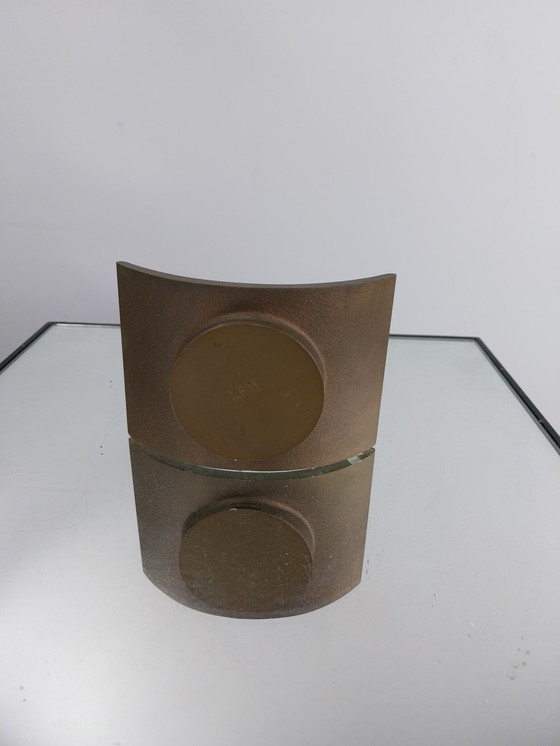 Image 1 of Sand-cast bronze table clock by Paul Schudel