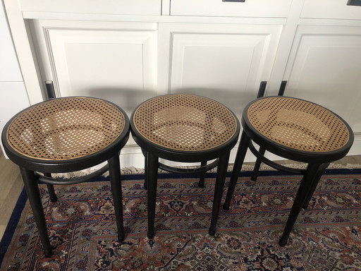 3 vintage Thonet tabourets from 1977