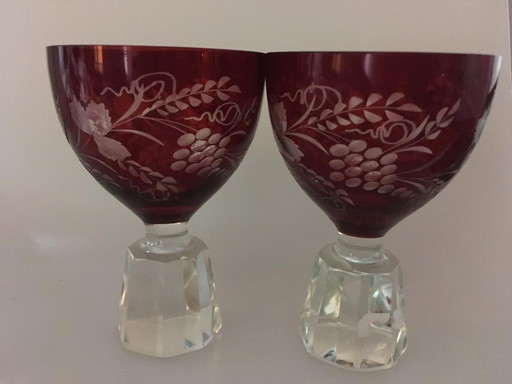 2 Beautiful antique Bohemian glasses