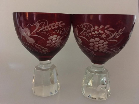 Image 1 of 2 Beautiful antique Bohemian glasses