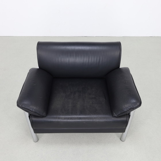 Image 1 of Chaise longue postmoderne en chrome et cuir, années 1980