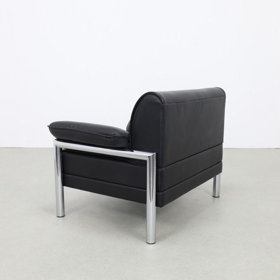 Image 1 of Chaise longue postmoderne en chrome et cuir, années 1980