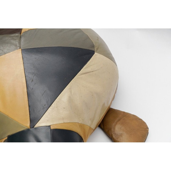 Image 1 of Set of 3 vintage Tortoise leather poufs, Switzerland 1960