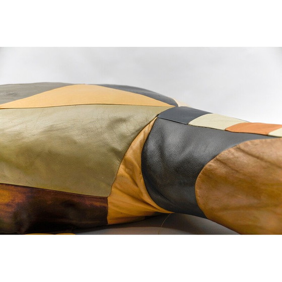 Image 1 of Set of 3 vintage Tortoise leather poufs, Switzerland 1960