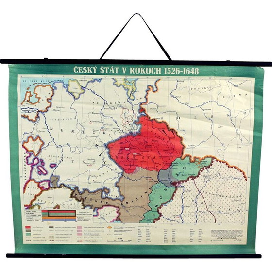 Image 1 of Tarjeta escolar antigua "Estado checo 1526-1648" en plástico, Checoslovaquia, 1960