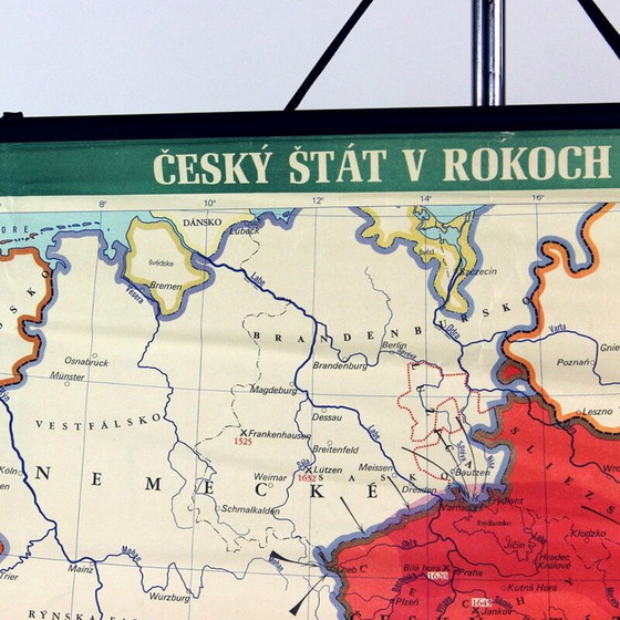 Image 1 of Tarjeta escolar antigua "Estado checo 1526-1648" en plástico, Checoslovaquia, 1960