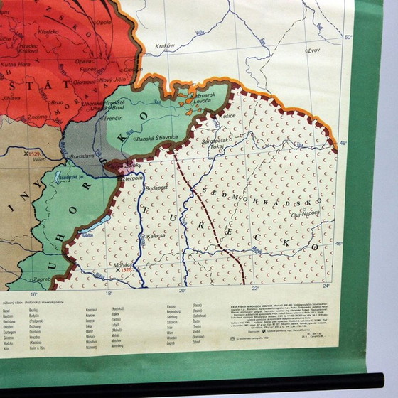 Image 1 of Tarjeta escolar antigua "Estado checo 1526-1648" en plástico, Checoslovaquia, 1960