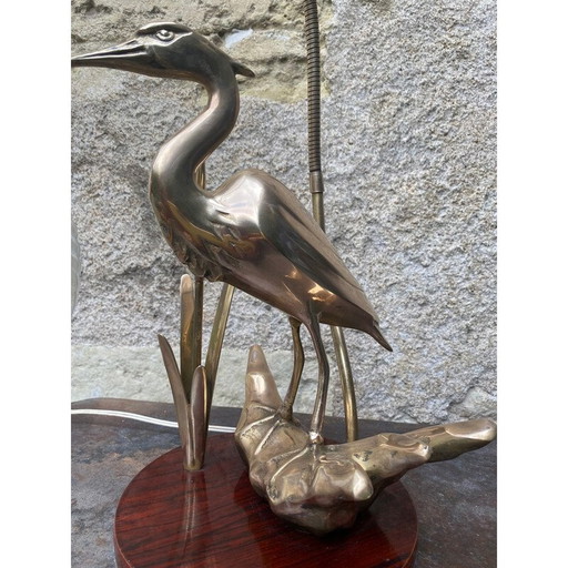 Lampada airone in ottone vintage, 1970