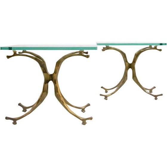 Image 1 of Coppia di tavolini da caffè vintage “Hippocampus” in bronzo di Willy Daro, 1970