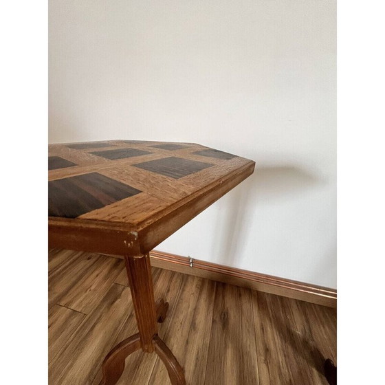 Image 1 of Pair of vintage hexagonal inlaid pedestal tables