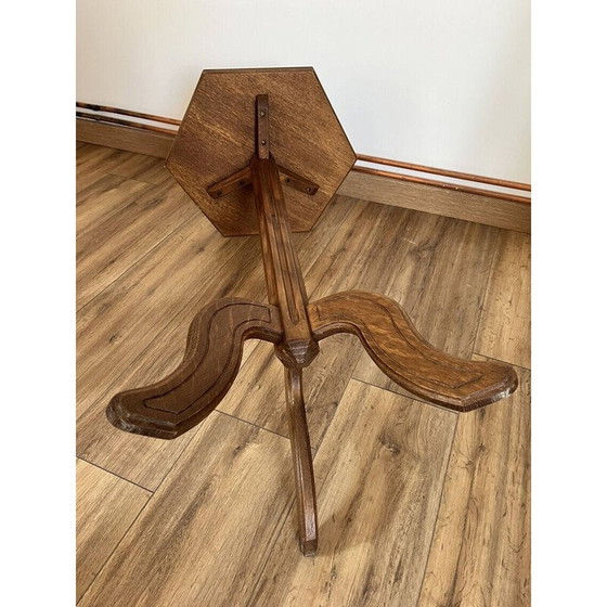 Image 1 of Pair of vintage hexagonal inlaid pedestal tables