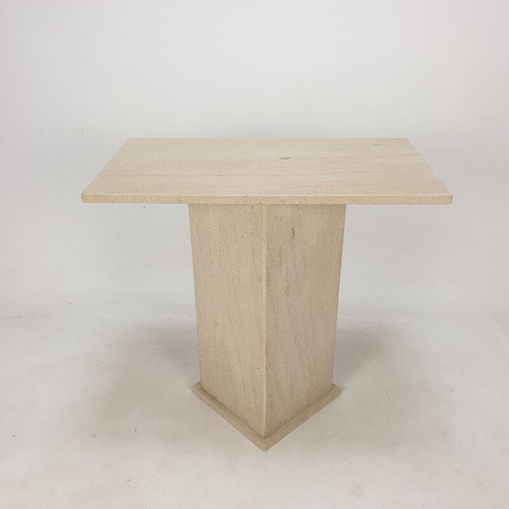 Image 1 of Italian vintage travertine pedestal, 1980s