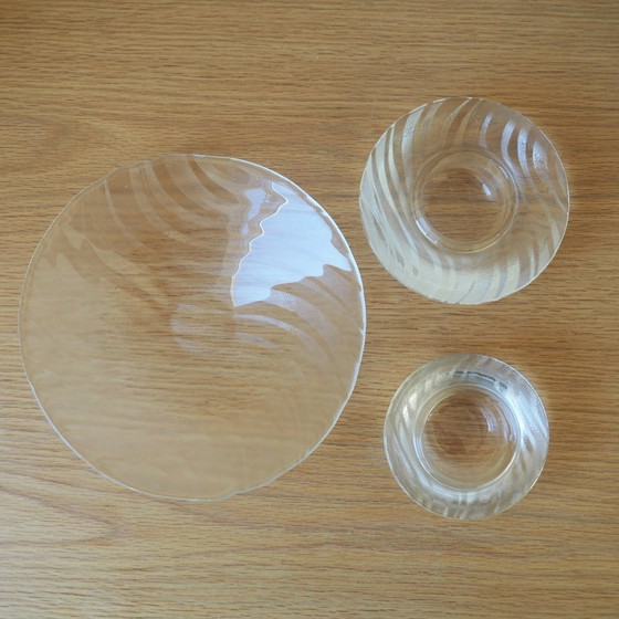 Image 1 of 1980S Holmegaard Skagerrak Set Of 3 - 2 Candle Holders, 1 Bowl