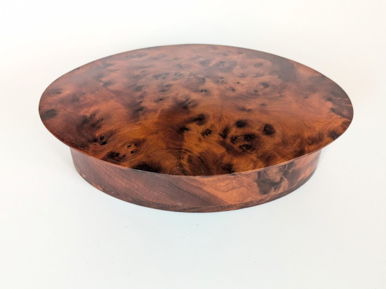 Image 1 of Lidded Jewellery Box | Oval Burl Wood & Brass | 1960'S