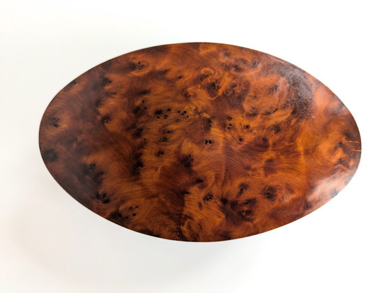 Image 1 of Lidded Jewellery Box | Oval Burl Wood & Brass | 1960'S