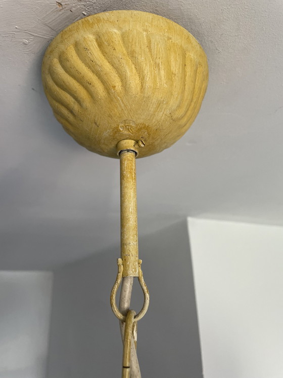 Image 1 of Lampada a sospensione vintage in lamiera smaltata, design italiano, girasoli