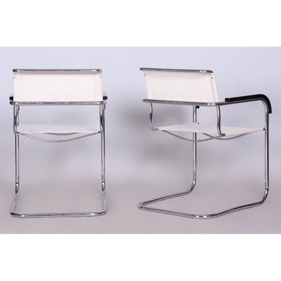 Image 1 of Pair of vintage Bauhaus armchairs in chromed steel by Marcel Breuer for Thonet, Czechoslovakia 1930