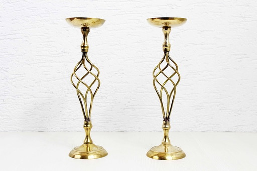 Italian duo of brass candlesticks from the 70s