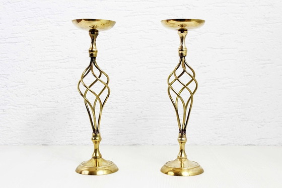 Image 1 of Italian duo of brass candlesticks from the 70s