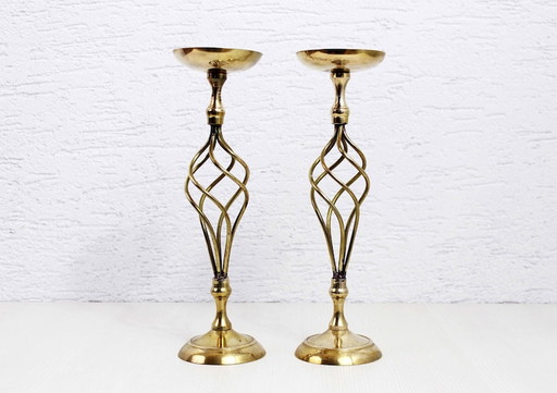 Italian duo of brass candlesticks from the 70s