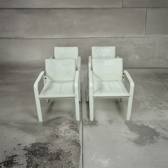 Image 1 of Set of 4 leather dining chairs by Jacques Toussaint and Patrizia Angeloni for Matteo Grassi. Italy 1970s. 