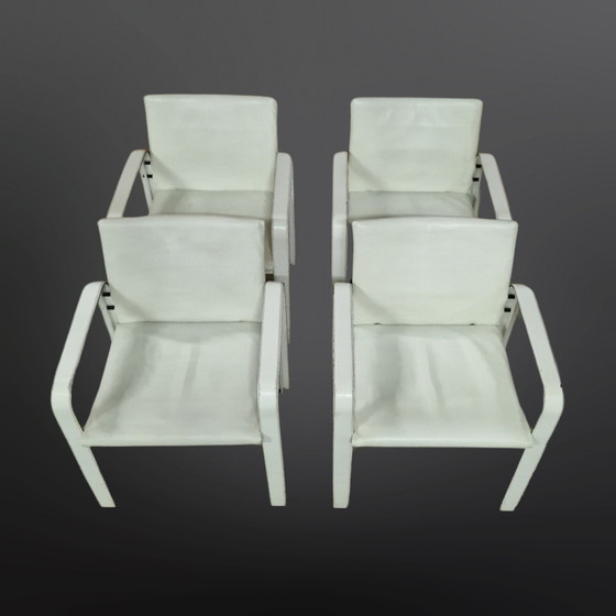 Image 1 of Set of 4 leather dining chairs by Jacques Toussaint and Patrizia Angeloni for Matteo Grassi. Italy 1970s. 