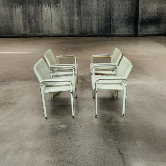 Image 1 of Set of 4 leather dining chairs by Jacques Toussaint and Patrizia Angeloni for Matteo Grassi. Italy 1970s. 