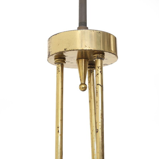 Image 1 of Vintage brass chandelier with 3 drops, Italy 1950