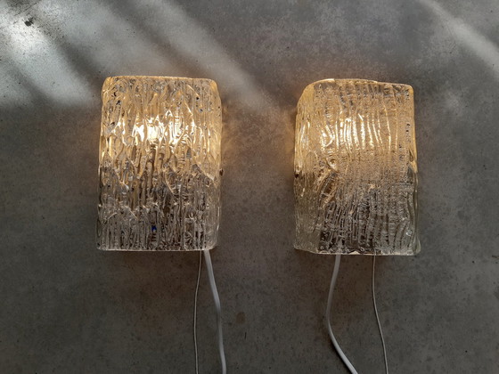 Image 1 of Set of 2 glass Hollywood regency wall lights