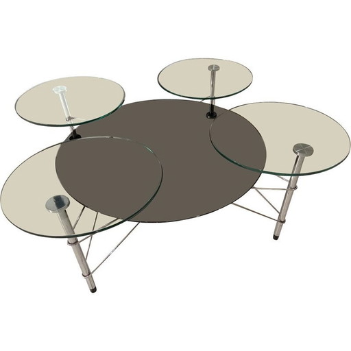 Vintage black glass table by Michel Boyer, 1990