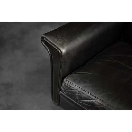 Image 1 of Vintage black leather swivel armchair by Georg Thams, Denmark 1960s