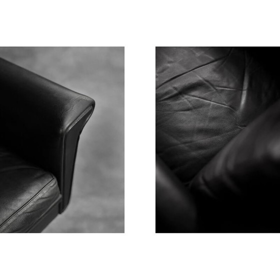 Image 1 of Vintage black leather swivel armchair by Georg Thams, Denmark 1960s
