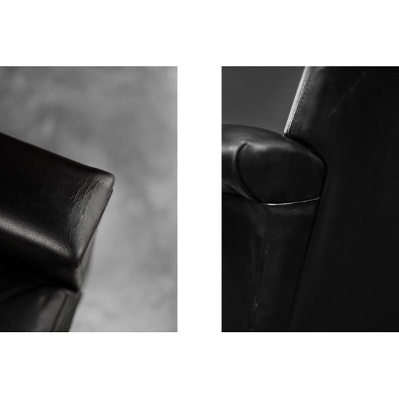 Image 1 of Vintage black leather swivel armchair by Georg Thams, Denmark 1960s