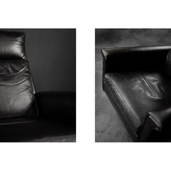 Image 1 of Vintage black leather swivel armchair by Georg Thams, Denmark 1960s