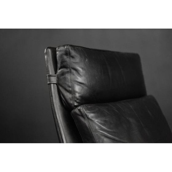 Image 1 of Vintage black leather swivel armchair by Georg Thams, Denmark 1960s