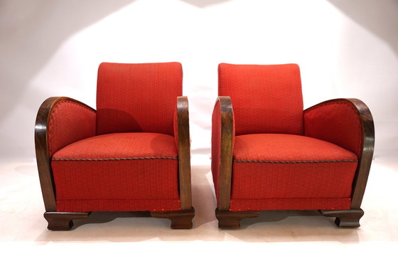 Image 1 of Art Deco Set Of 2 Lounge Chairs, 1930