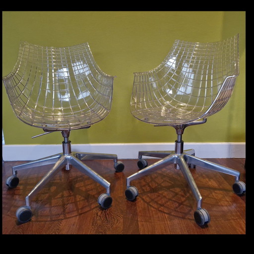 2X Driade Meridiana Transparent Tub Chair With Casters