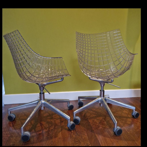 2X Driade Meridiana Transparent Tub Chair With Casters