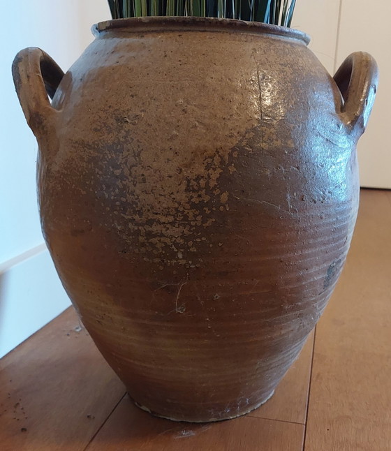 Image 1 of Old Spanish Olive Jar With 2 Ears, Glazed