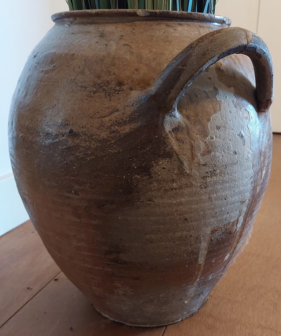 Image 1 of Old Spanish Olive Jar With 2 Ears, Glazed